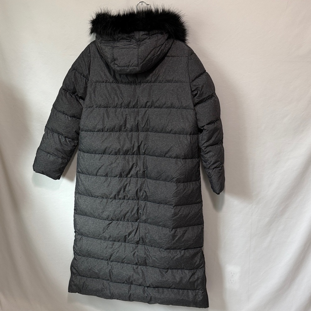 Lands' End Charcoal Puffer Coat with Faux Fur hood - Picture 4 of 9